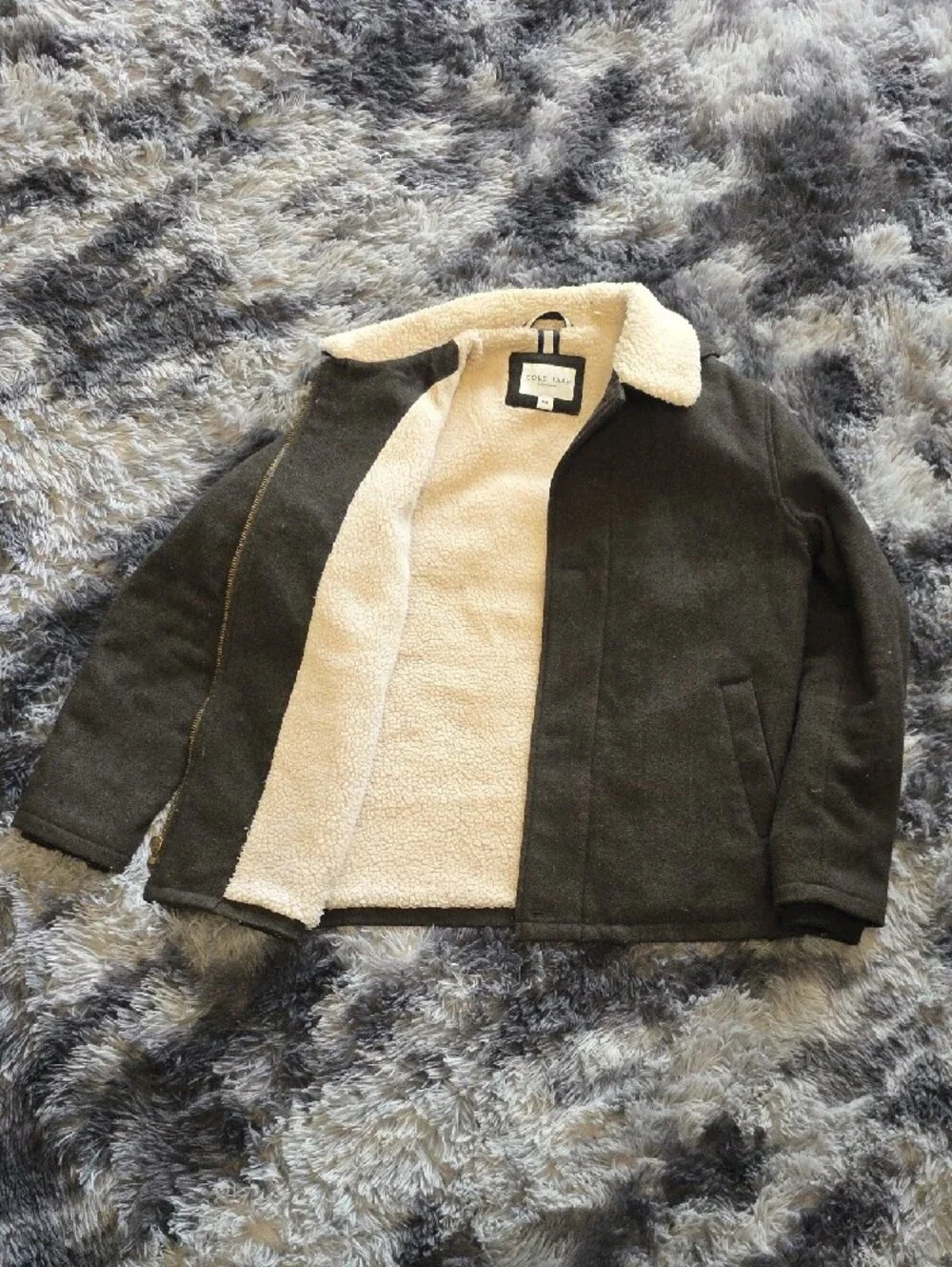 Cole Haan Peacoat with Cream Sherpa Collar